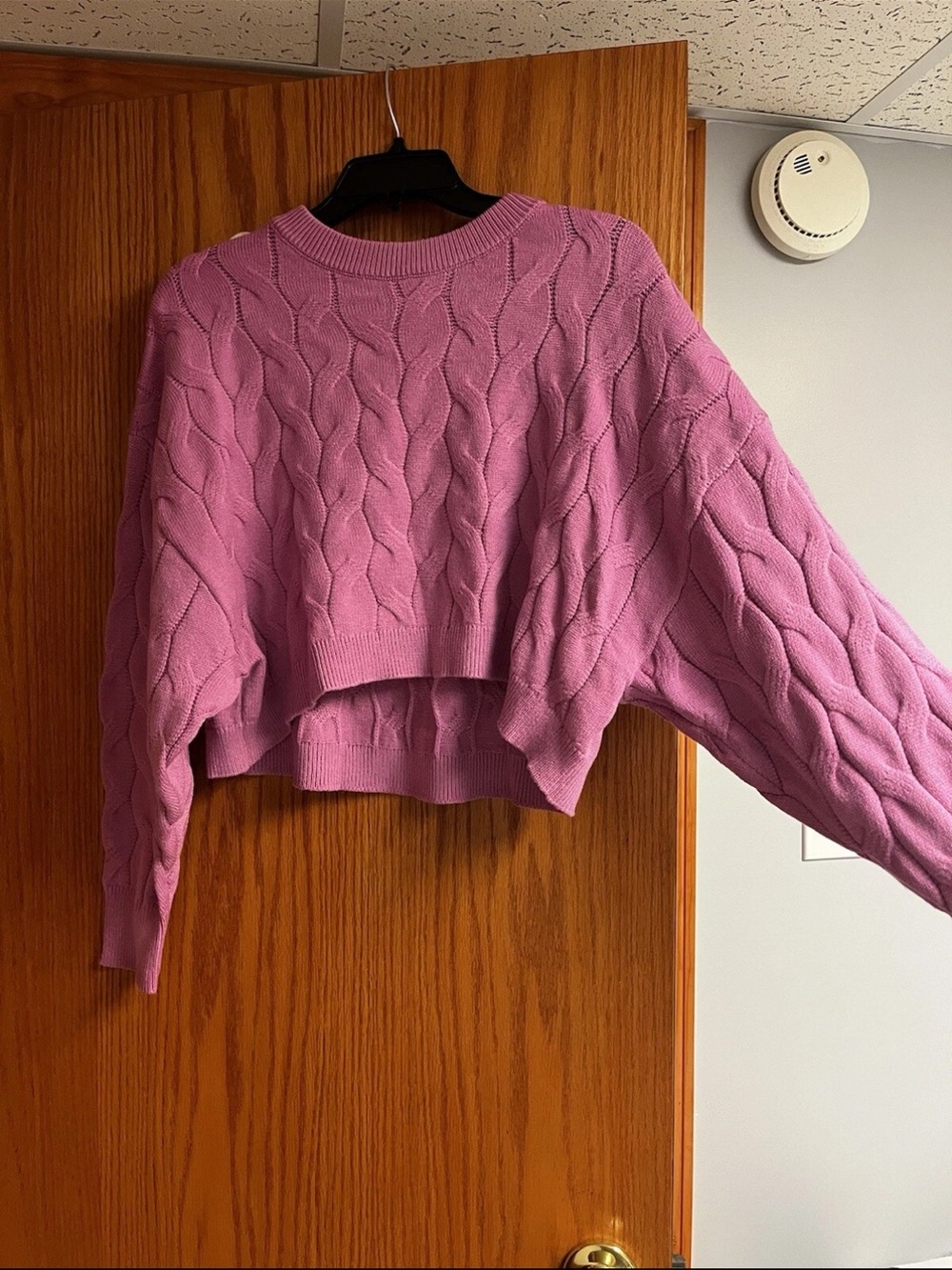 Pink Rose Cropped Cable Knit Sweater - Mauve Pink